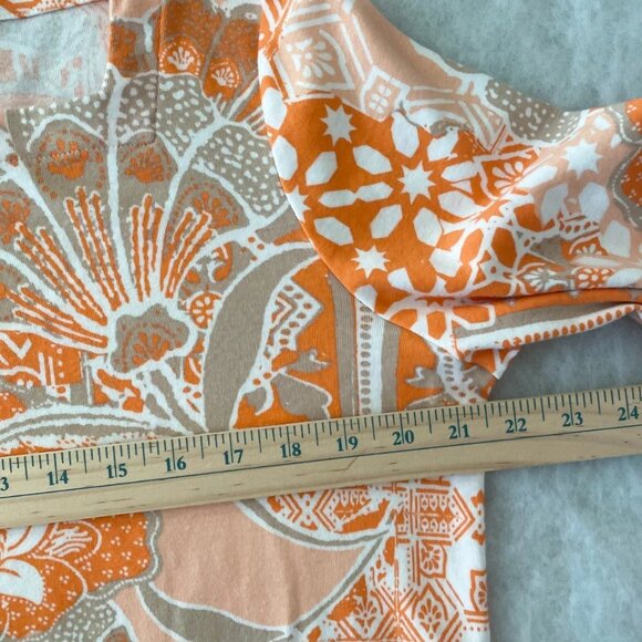 Chico's Womens Orange 3/4 Sleeve Bohemian Mosaic Floral Tunic Top Size 3 US XL - Picture 6 of 8